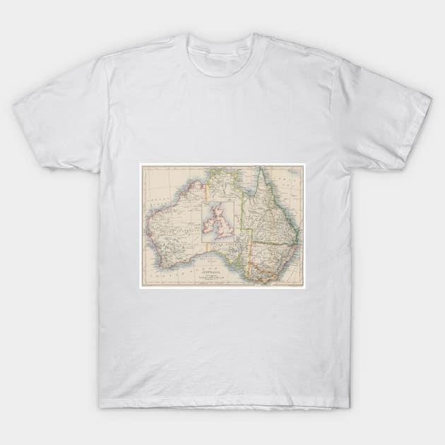 Australia and British Isles Size Comparison Map T-Shirt by Bravuramedia